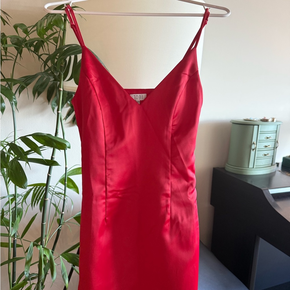 Red Satin Slip Mini Dress